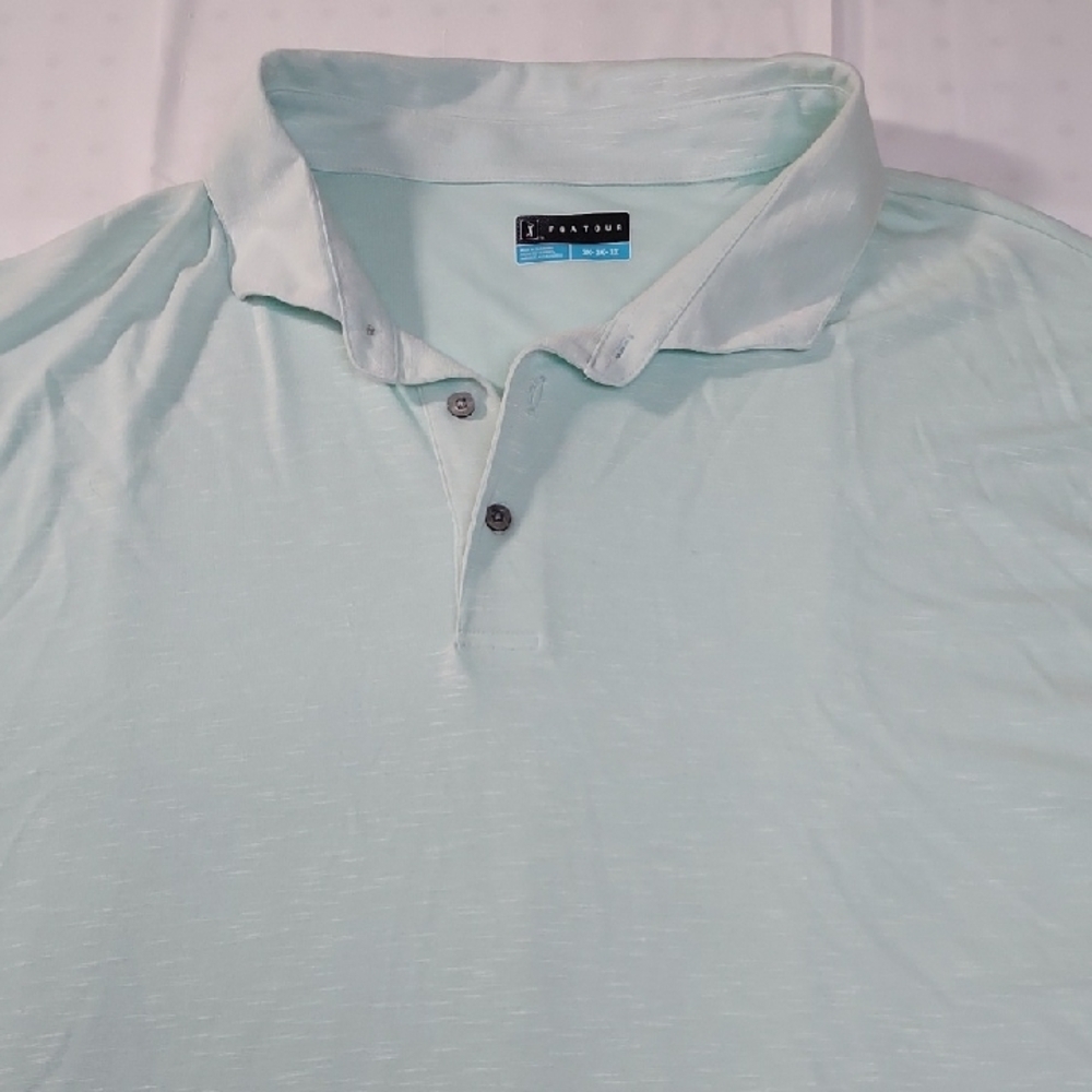 PGA TOUR Light Men's Polo Shirt Sz 3X Light Mint/Blue Color New Cond